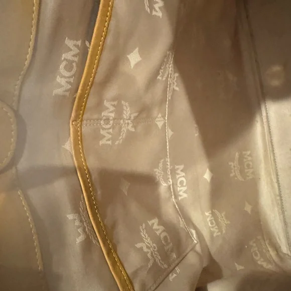 MCM Beige Logo Tote. - Picture 6 of 7